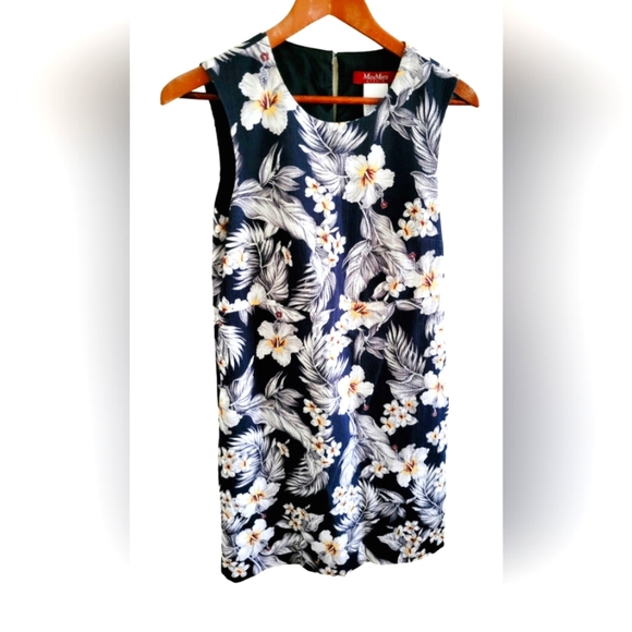 Max Mara Studio Floral Dress fully lined Size 8 EUC navy and white - Picture 1 of 4